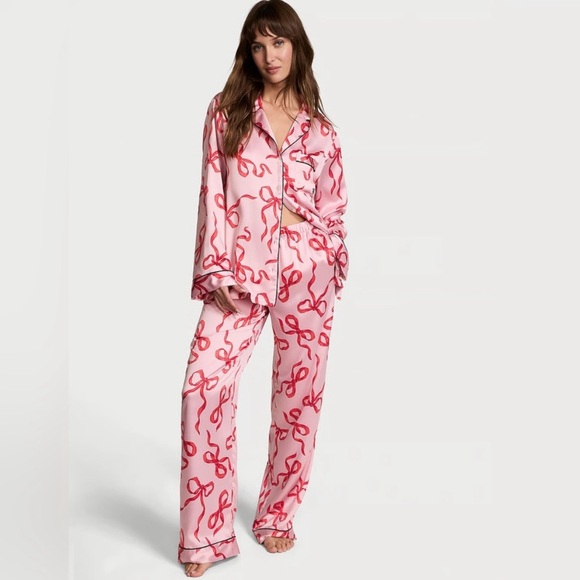 NWOT Victoria’s Secret Chalk Rose Glazed Satin pajama set XS - Picture 12 of 12